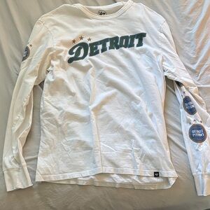 47 White Long Sleeve Detroit Pistons Shirt